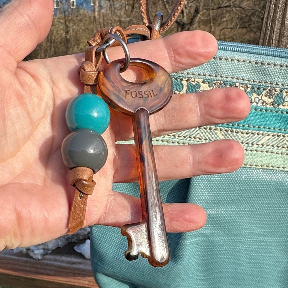 Fossil Teal Boho Kee-per Crossbody Bag. Vintage. Has KEY HANG TAG! Rare - Picture 2 of 7
